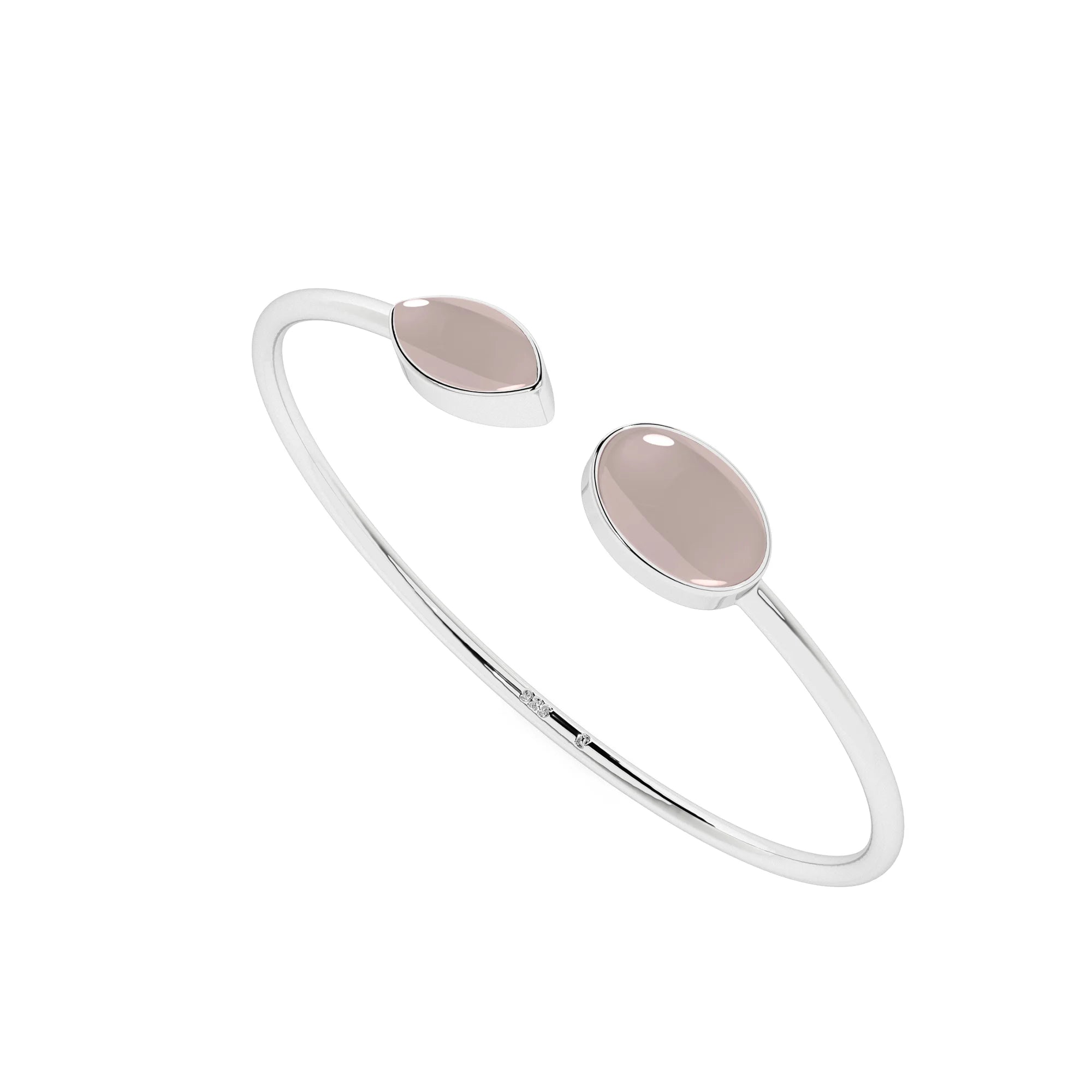 natural rose-quartz oval-marquise shape twister bracelet