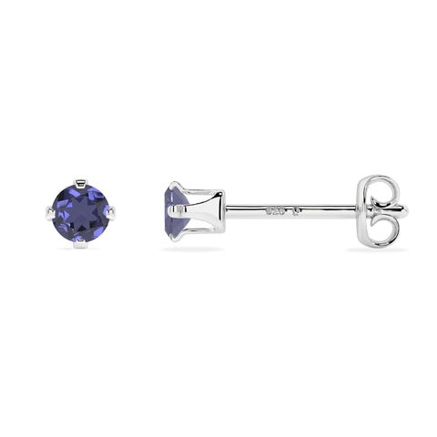 natural iolite round shape stud earrings