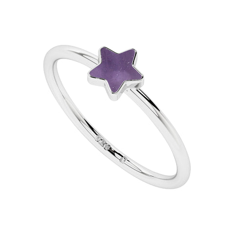 amethyst star shape stackable bezel-set ring