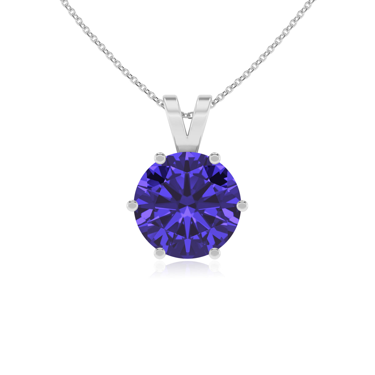 lab grown tanzanite round shape solitaire v-bale pendant necklace