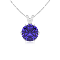 lab grown tanzanite round shape solitaire v-bale pendant necklace