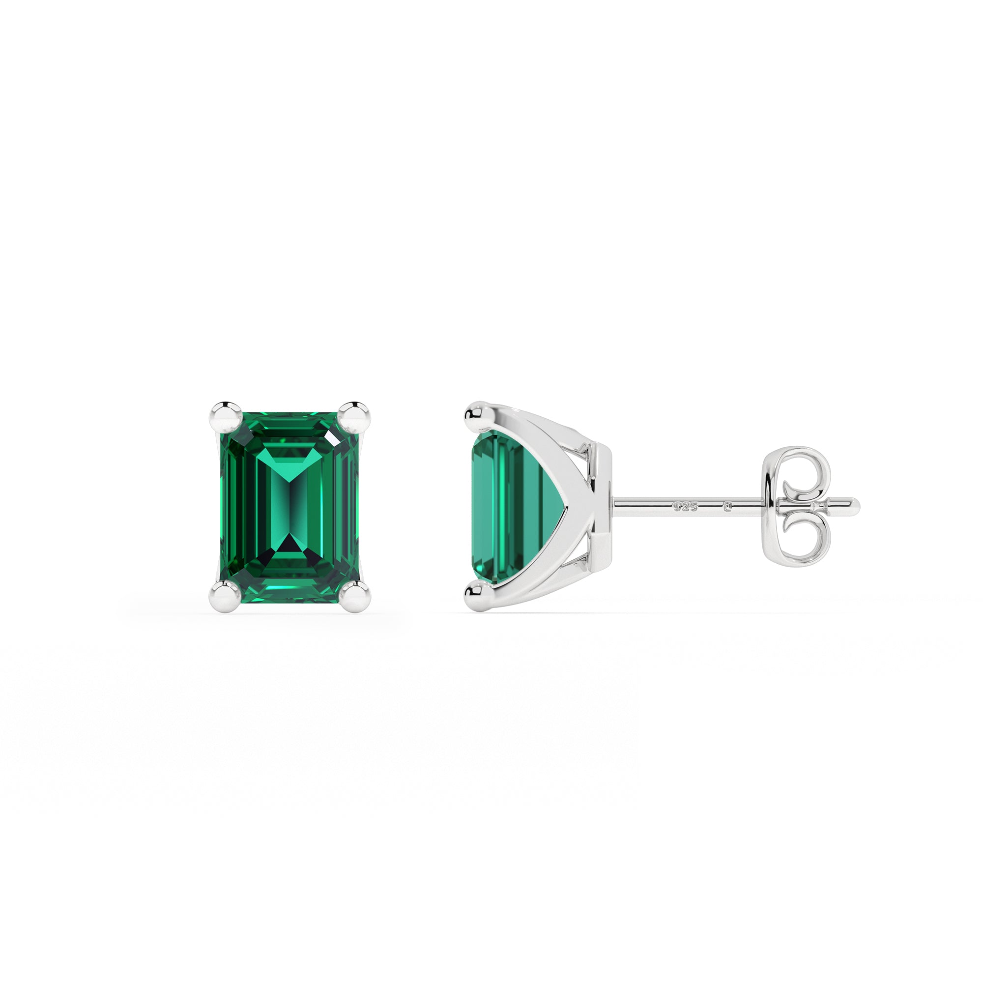 lab grown emerald emerald-cut stud earrings 