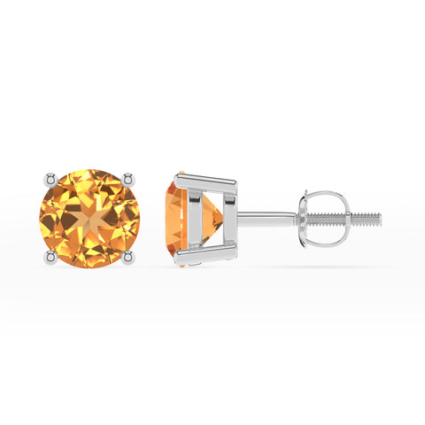 lab grown citrine round stud earrings 