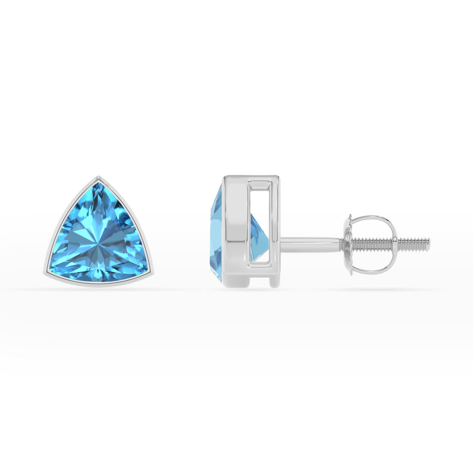 natural swiss blue topaz trillion stud earrings 