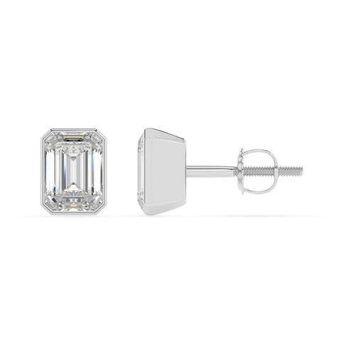 lab grown moissanite emerald cut stud earrings 