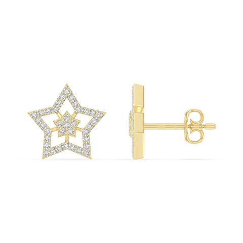moissanite star stud earrings in yellow gold vermeil 