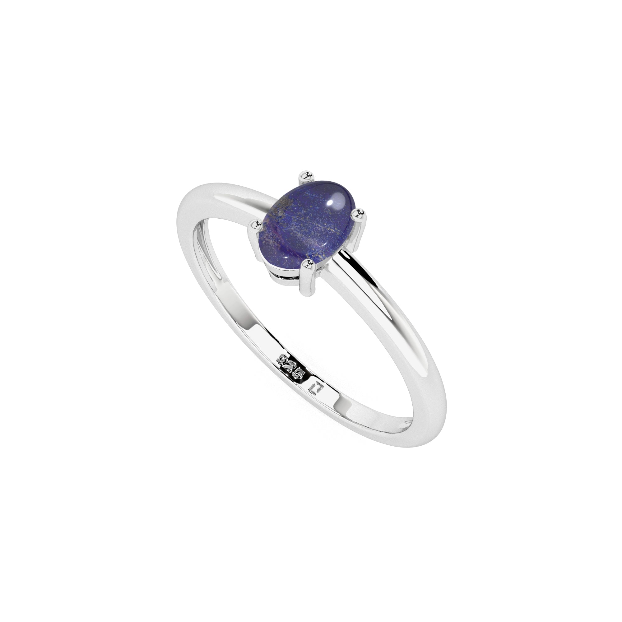 lapis lazuli oval cab stackable prong-set ring