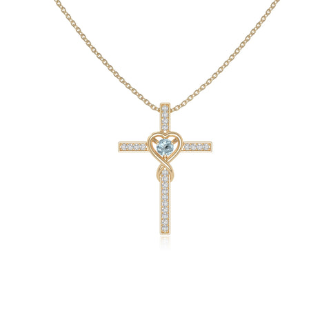 natural aquamarine infinity cross necklaces in yellow gold vermeil 