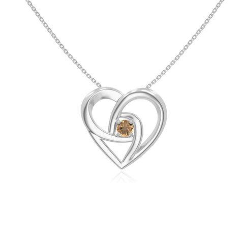 natural citrine floral heart necklaces in sterling silver 