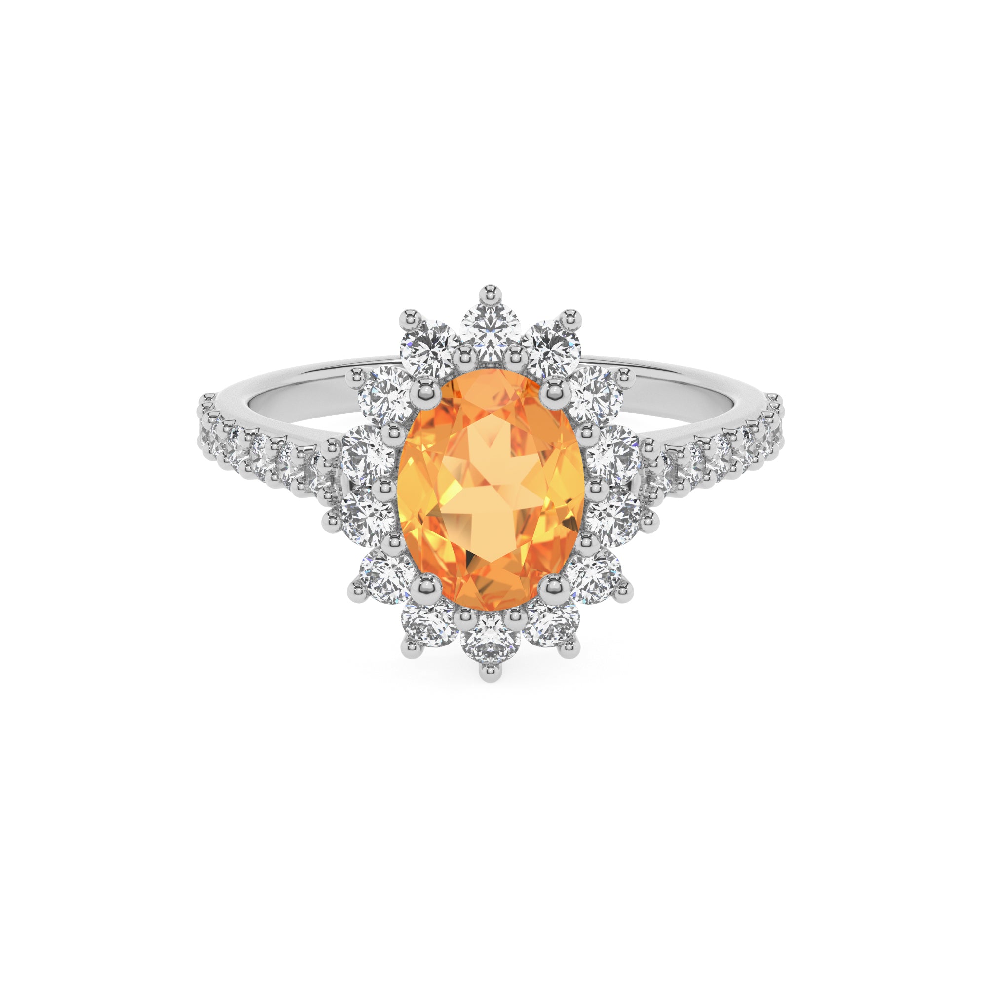 lab-grown citrine oval half eterity halo solitaire engagement ring