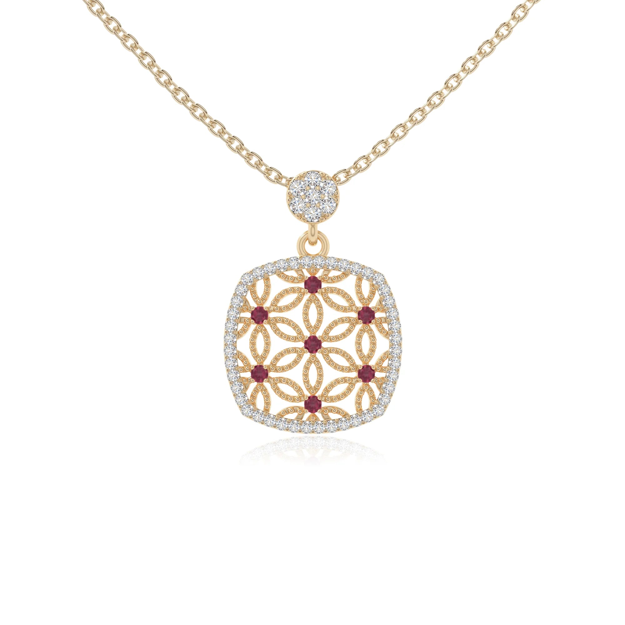 natural ruby infinity love knot necklaces in yellow gold vermeil 