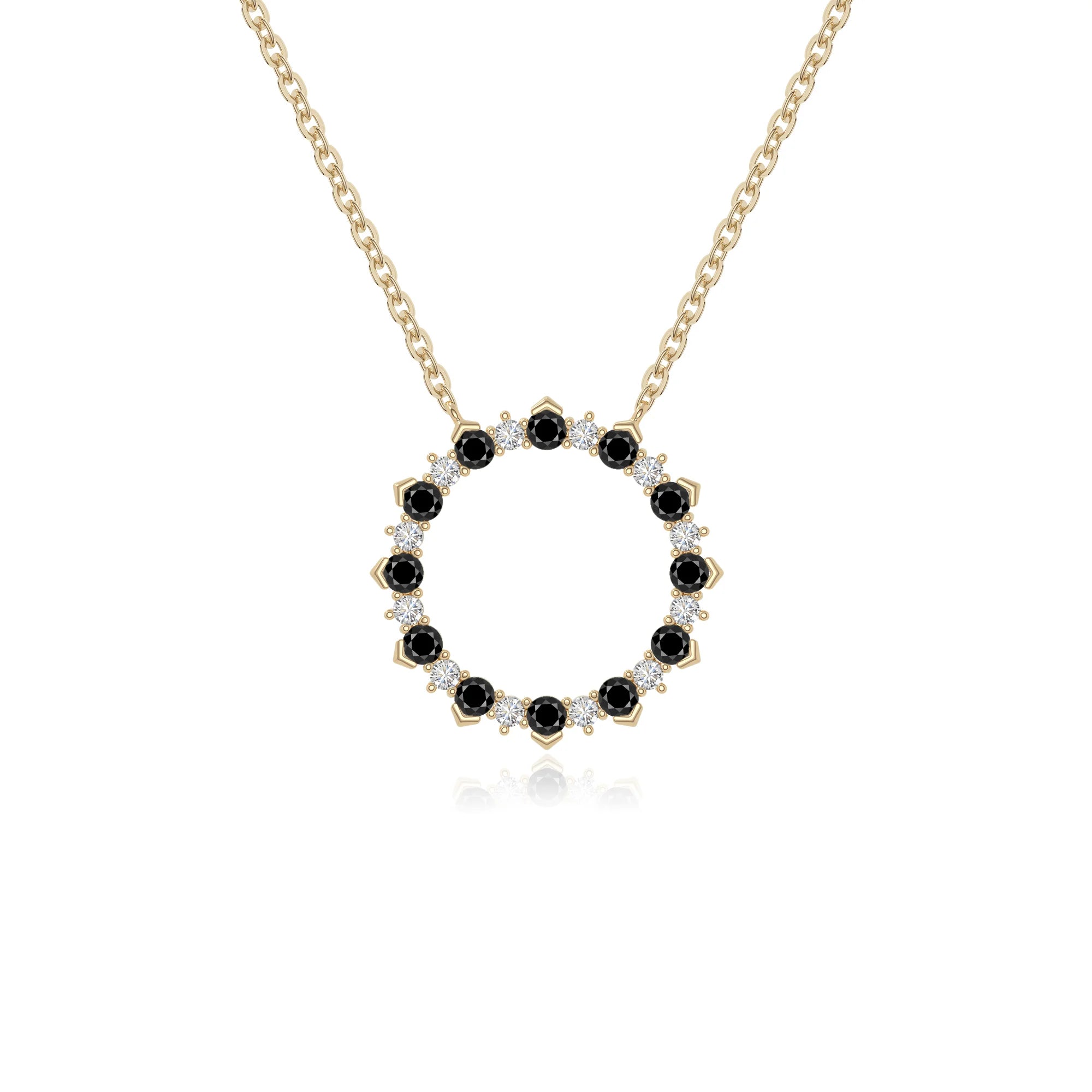 natural black-onyx sun necklaces in yellow gold vermeil 