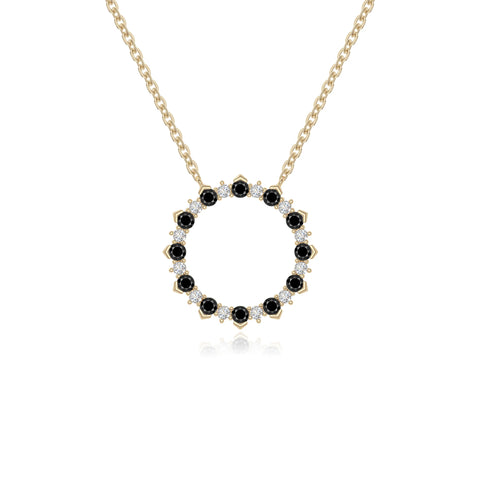 natural black-onyx sun necklaces in yellow gold vermeil 