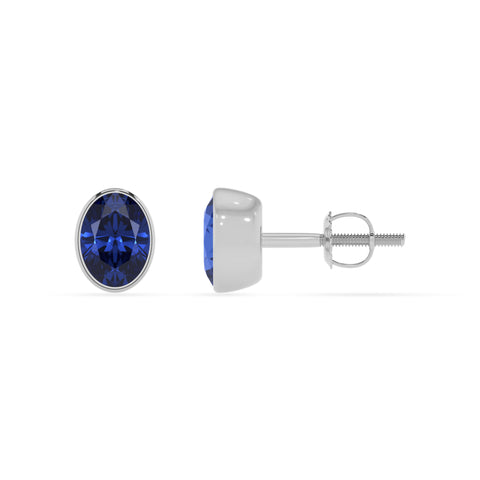 lab grown blue sapphire oval stud earrings 