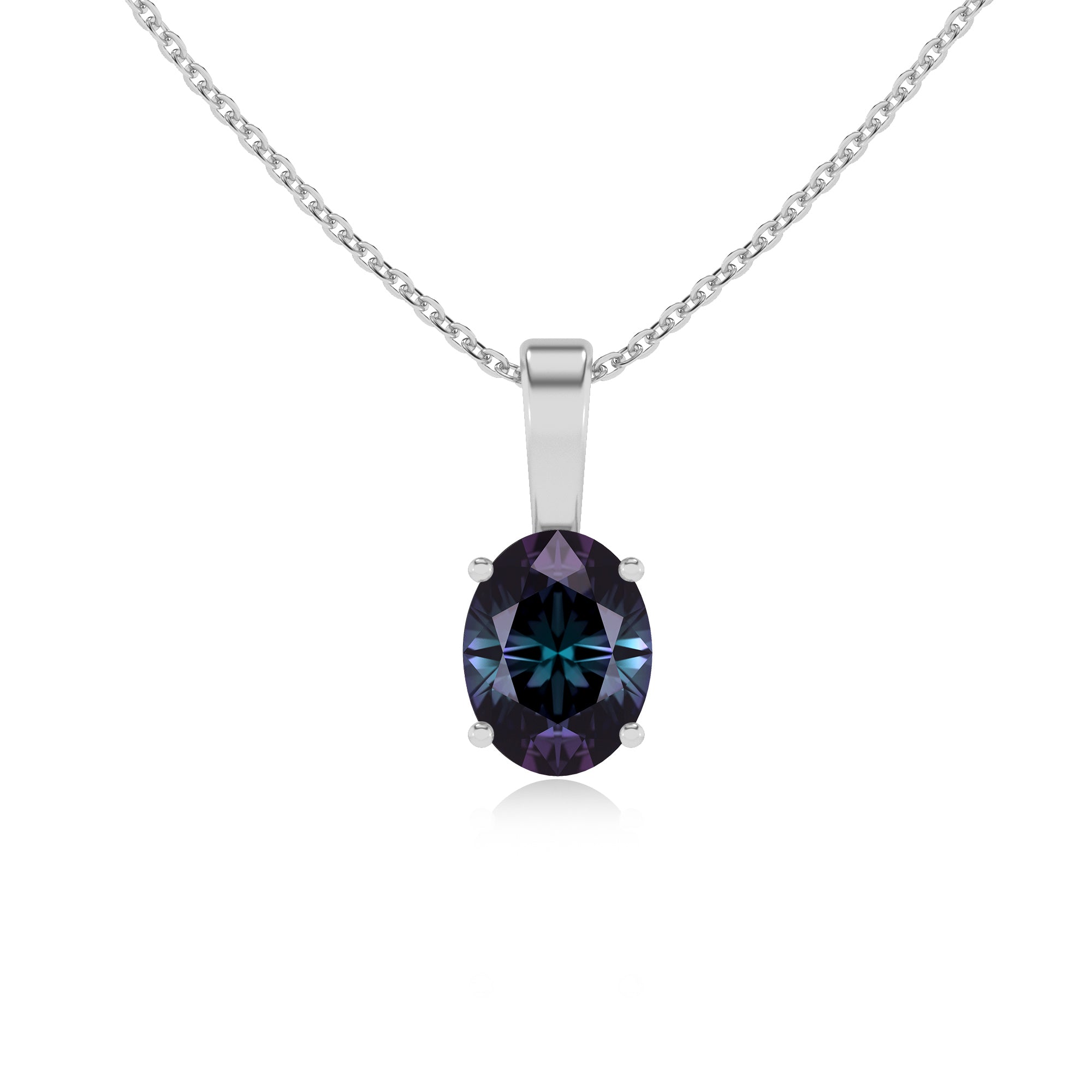 lab grown alexandrite oval shape solitaire pendant necklace