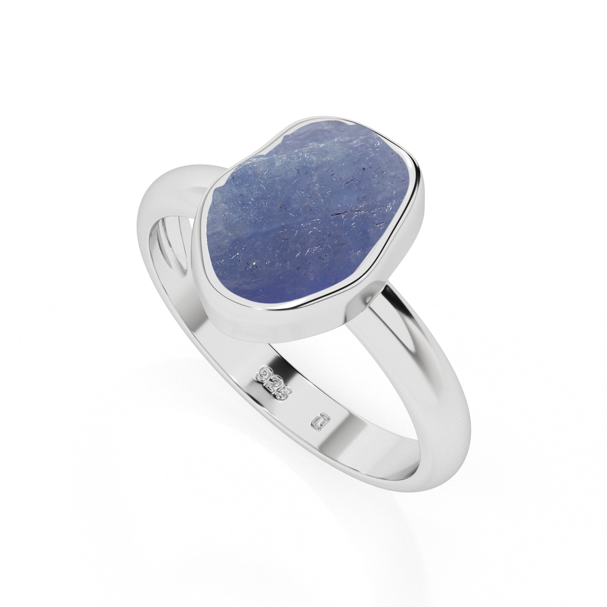 tanzanite rough shape stackable bezel-set ring