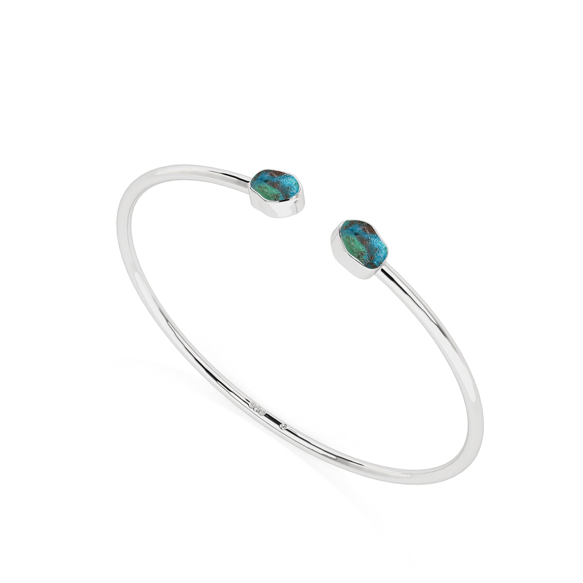 natural chrysocolla rough shape twister bracelet