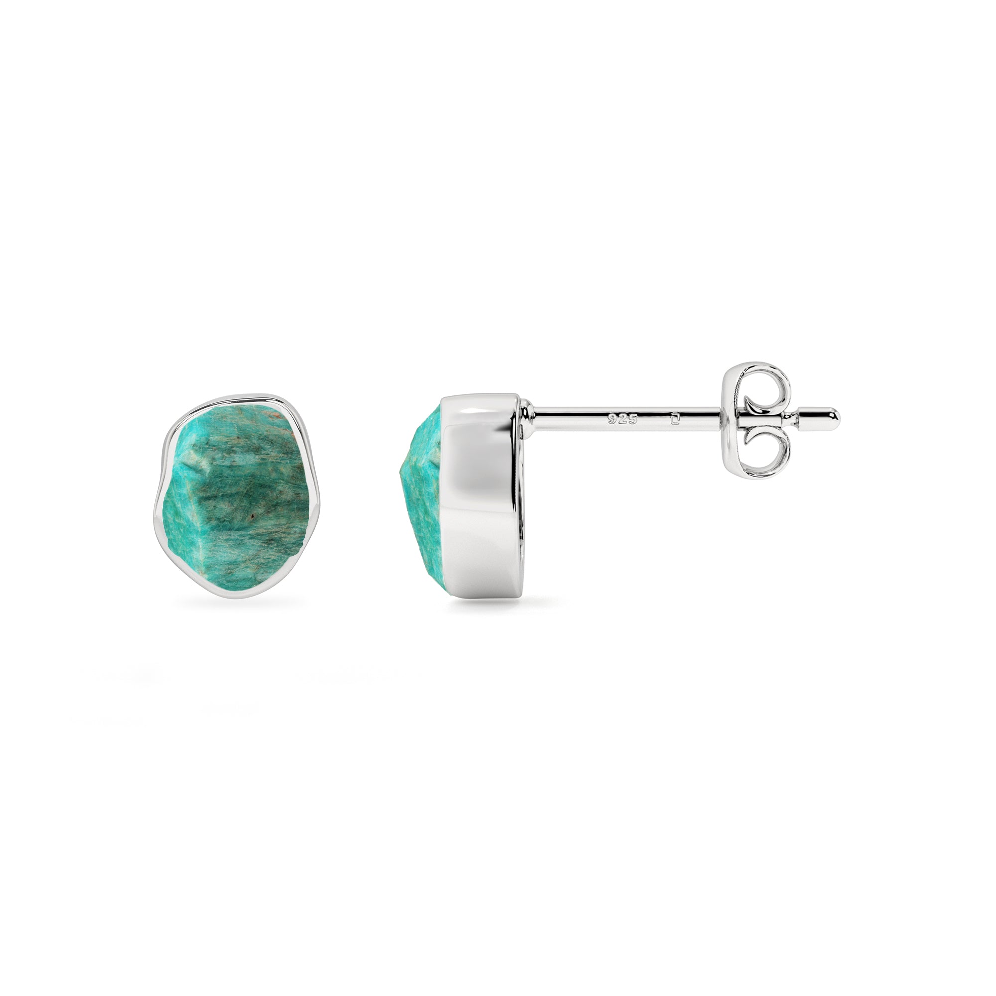 natural amazonite rough shape stud earrings