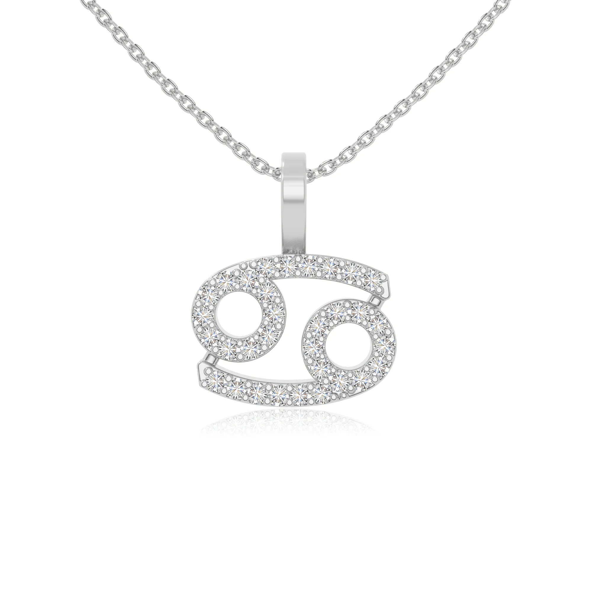 moissanite cancer zodiac sign necklaces in sterling silver 