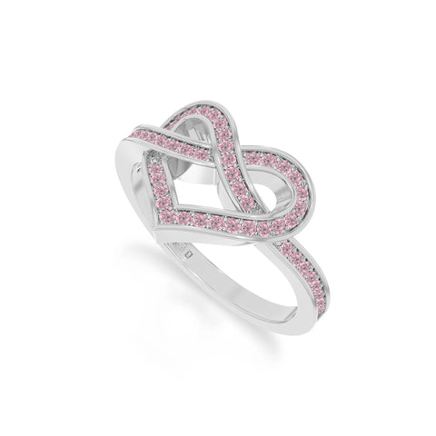natural pink tourmaline infinity knot heart promise rings in sterling silver 