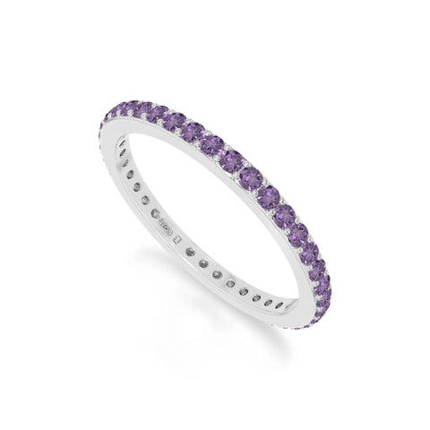 natural amethyst eternity band rings in sterling silver 