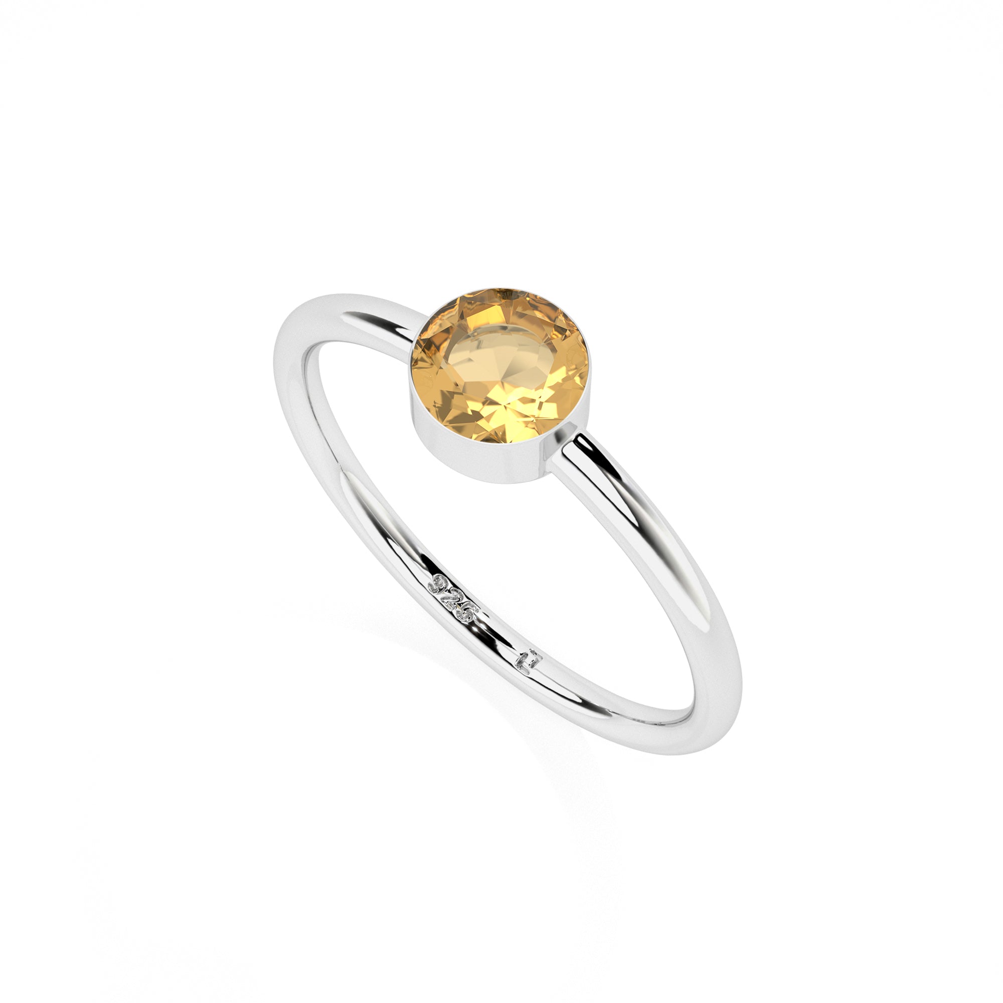 citrine round cut stackable bezel-set ring