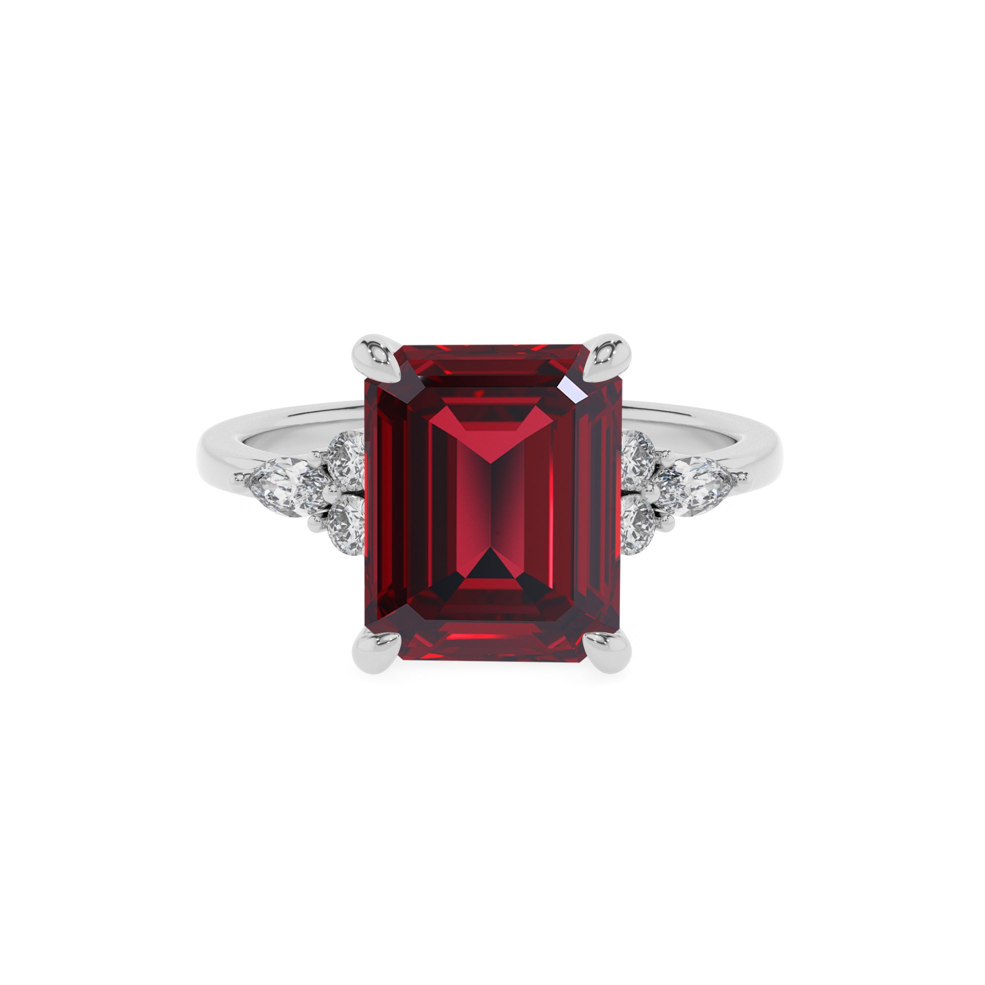 lab-grown ruby emerald solitaire engagement ring