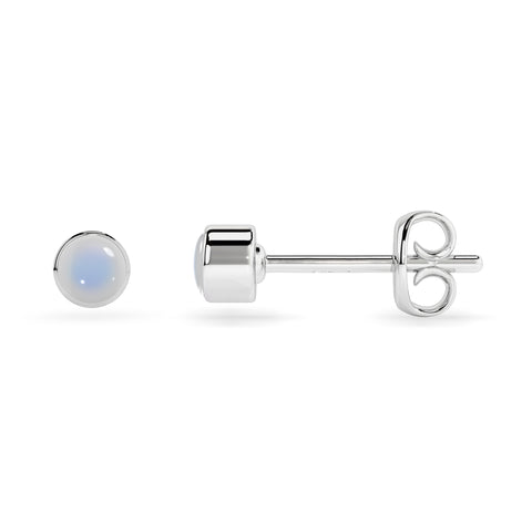 natural rainbow moonstone round shape stud earrings