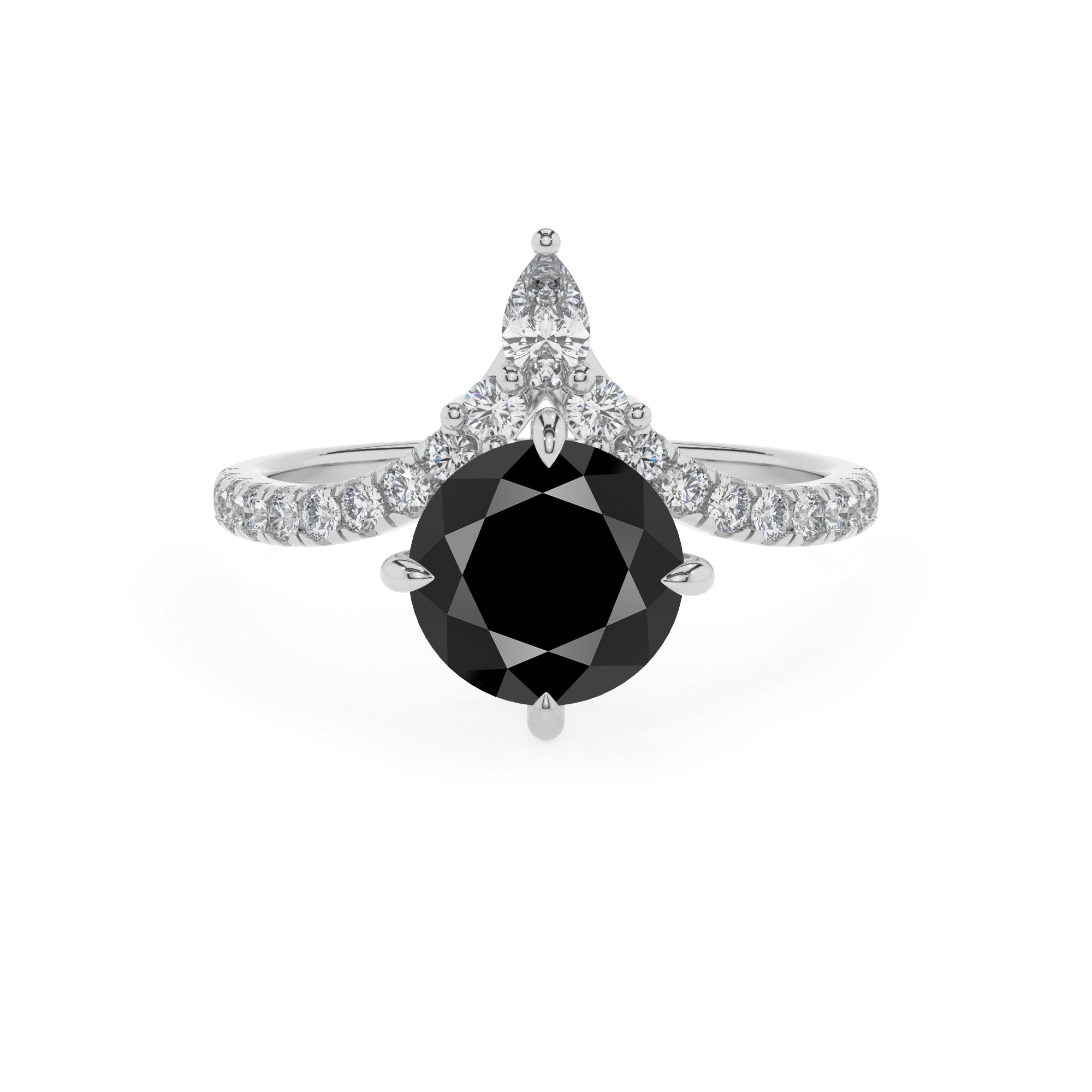 natural black-onyx round solitaire engagement ring