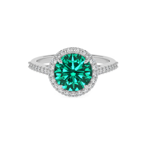 lab-grown emerald round half eterity halo solitaire engagement ring