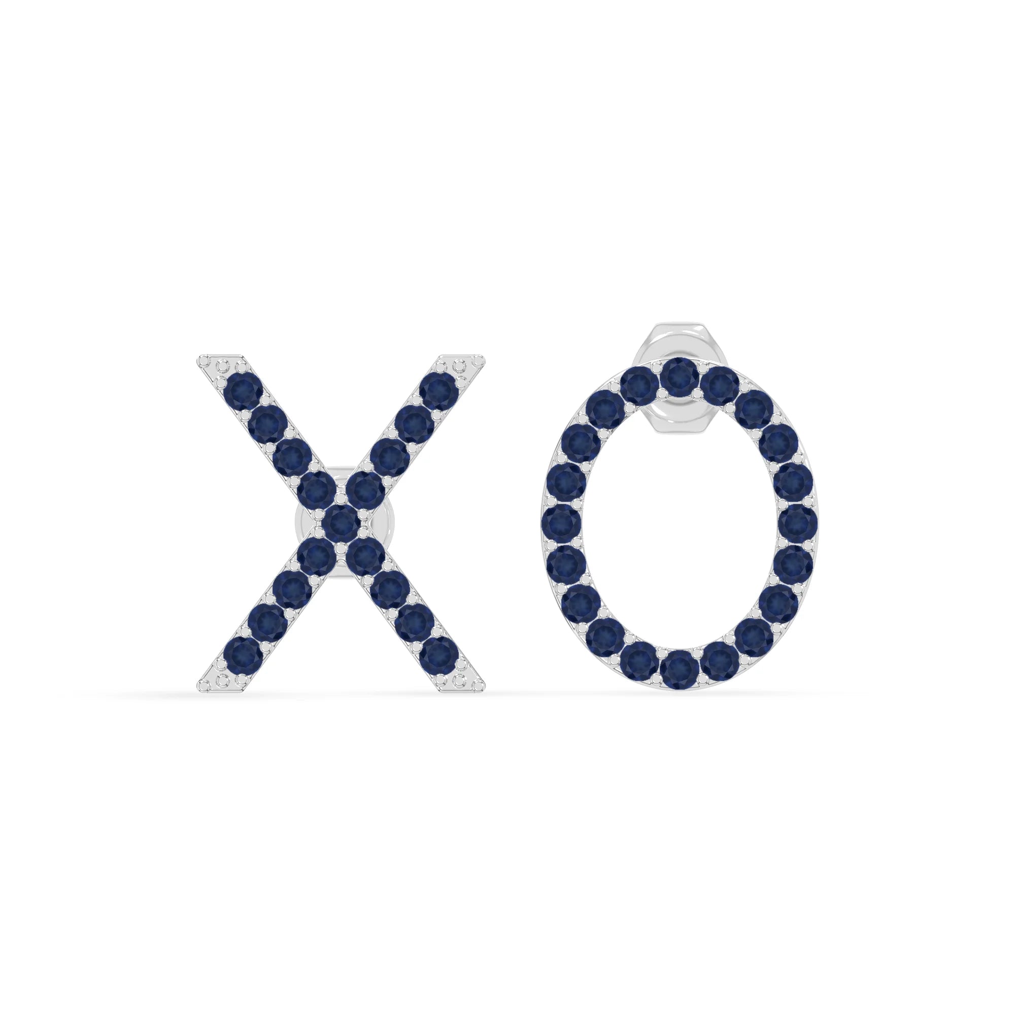 natural blue-sapphire xo stud earrings in sterling silver 