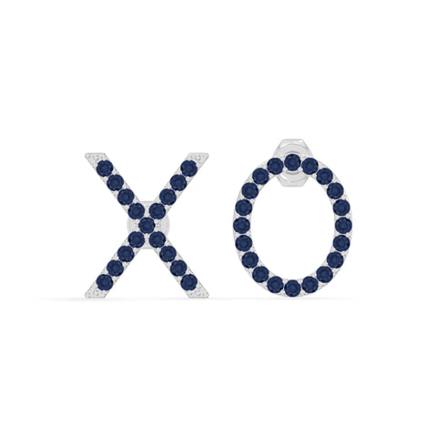 natural blue-sapphire xo stud earrings in sterling silver 