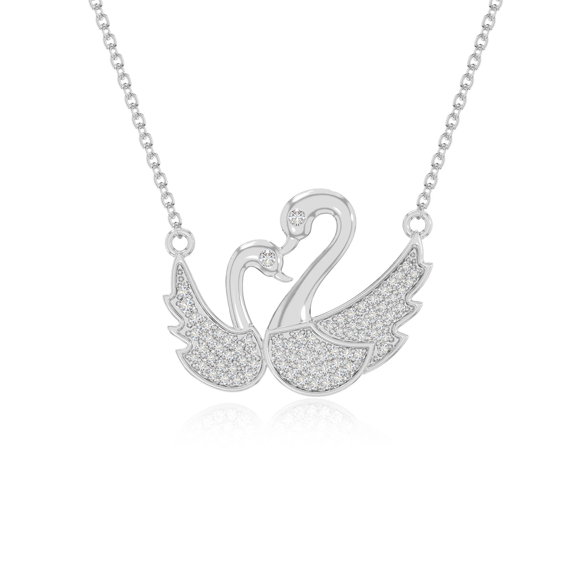 moissanite mother child swan necklaces in sterling silver 