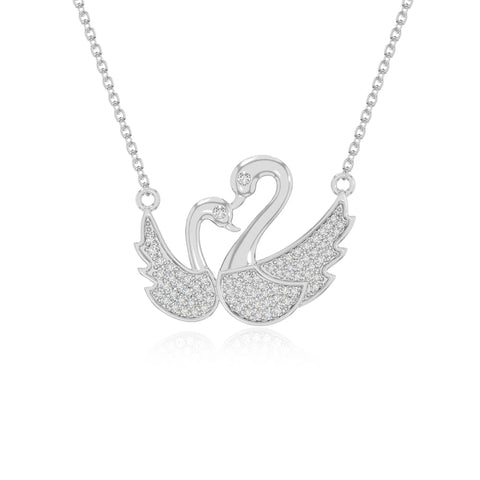 moissanite mother child swan necklaces in sterling silver 