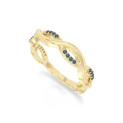natural london blue topaz twisted wedding band rings in yellow gold vermeil