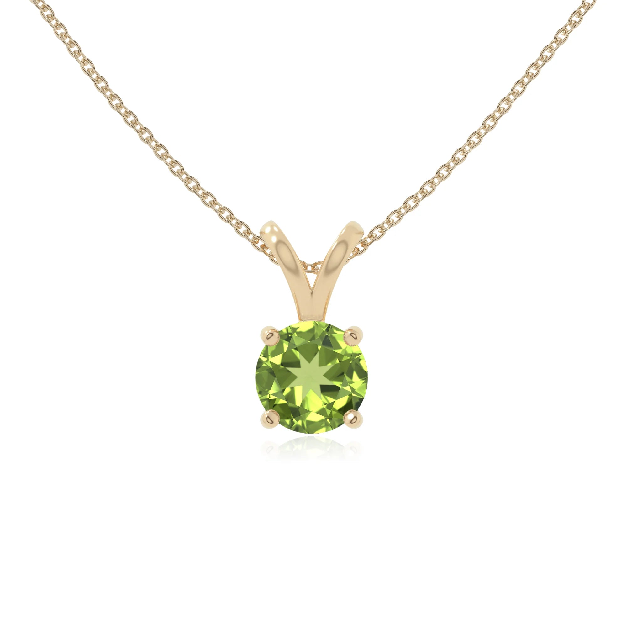 peridot v-bale solitaire necklaces in yellow gold vermeil 