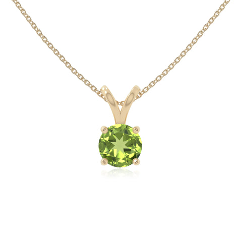 peridot v-bale solitaire necklaces in yellow gold vermeil 