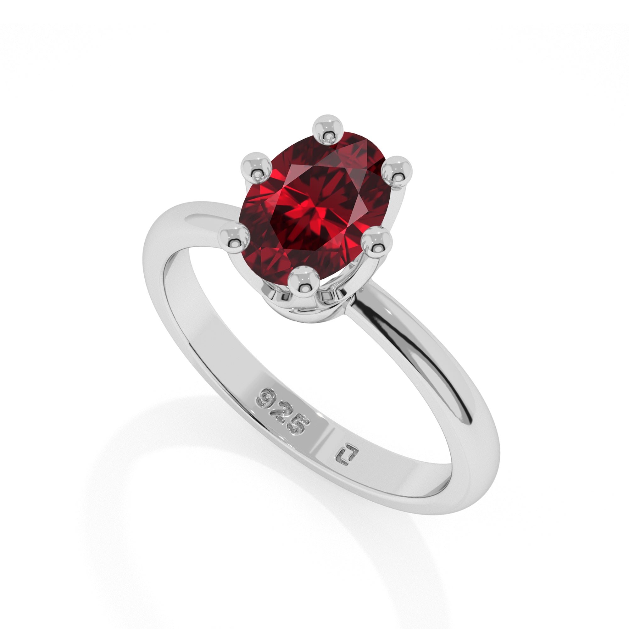 ruby oval cut solitaire prong-set ring