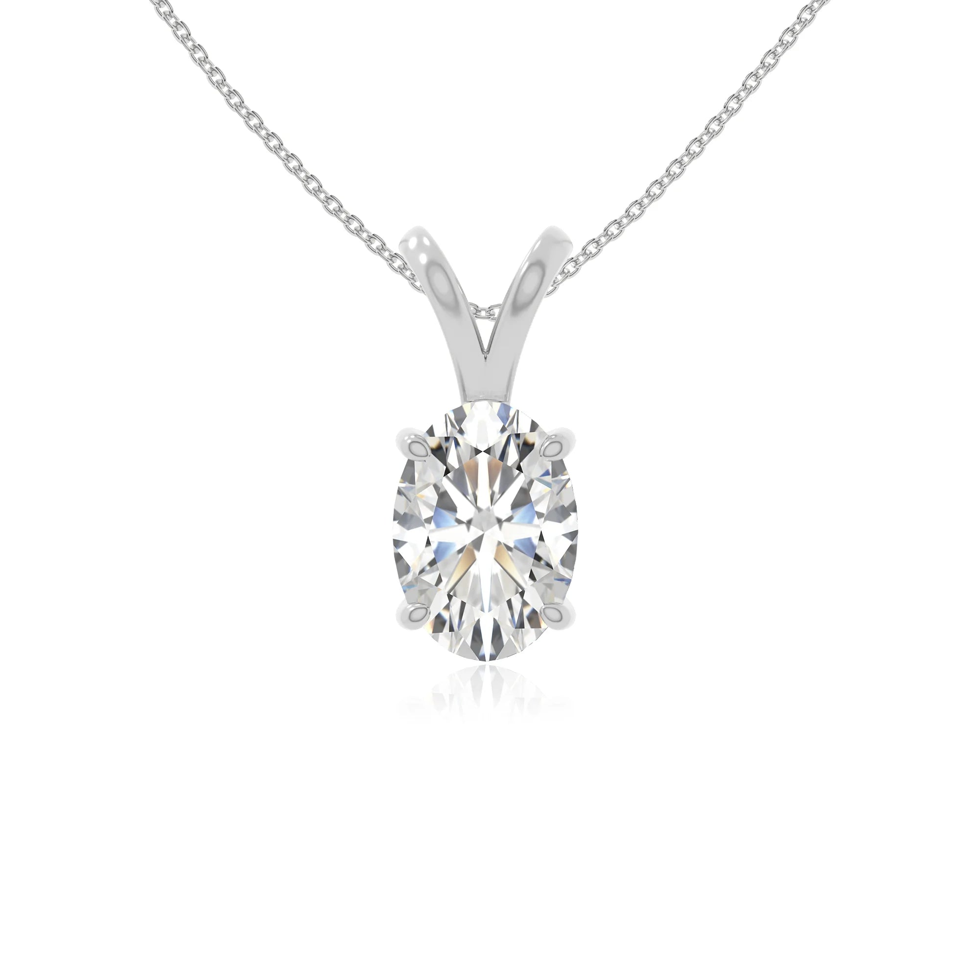 moissanite v-bale solitaire necklaces in sterling silver 