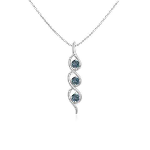 natural london-blue-topaz 3 stone helix necklaces in sterling silver 