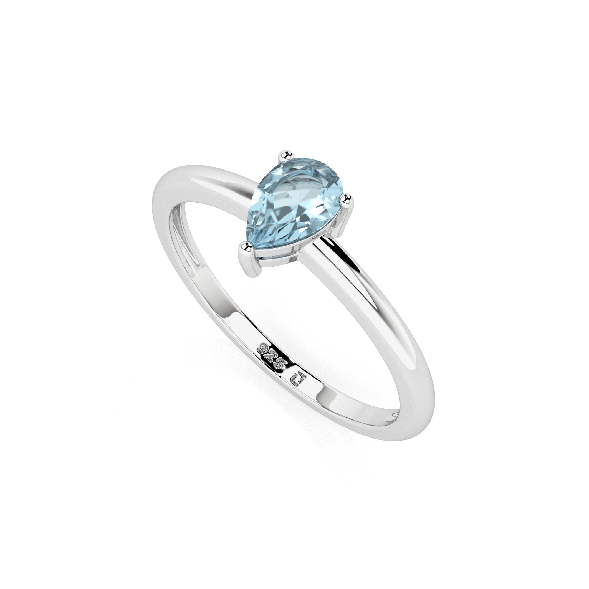 aquamarine pear cut stackable prong-set ring