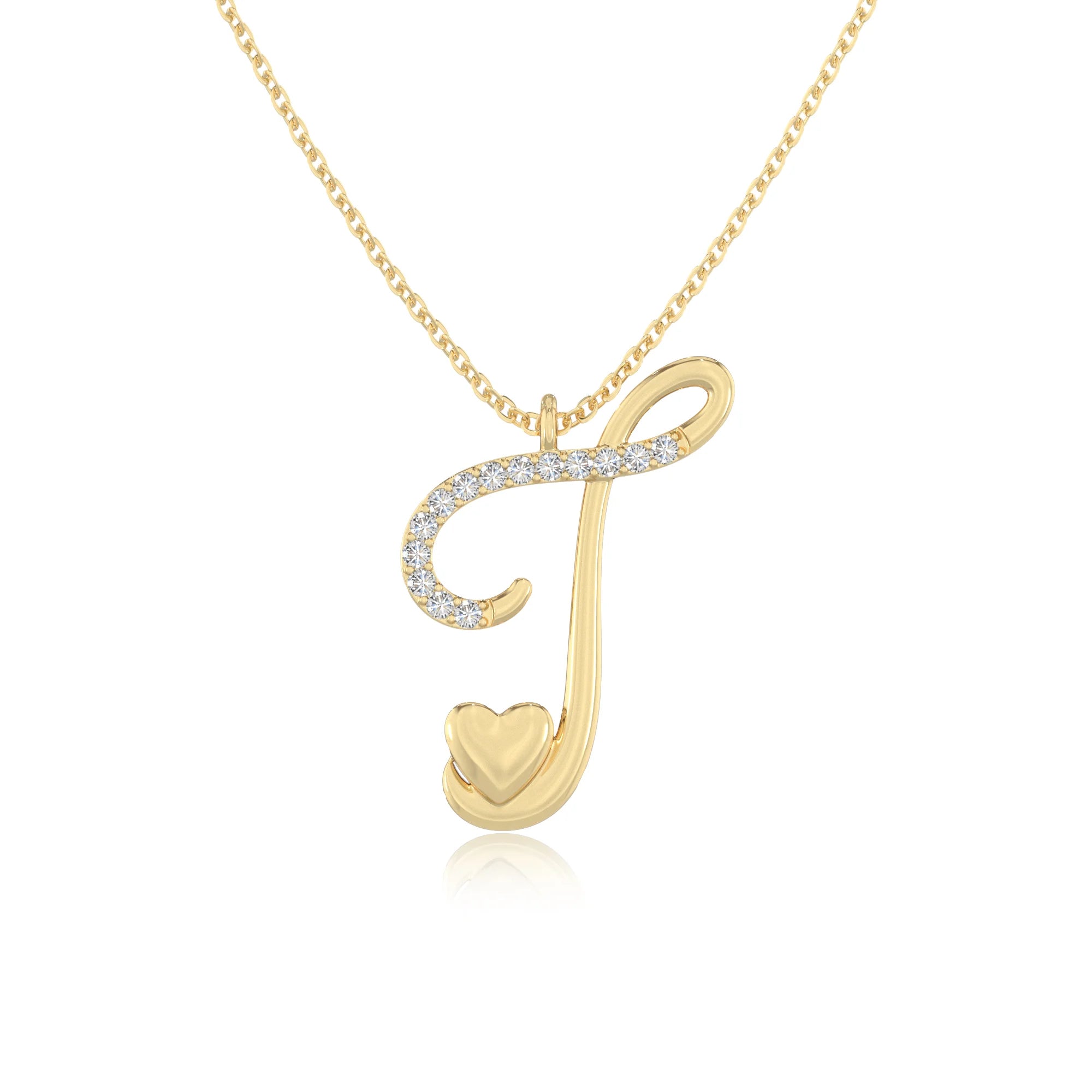 moissanite Initials necklaces in yellow gold vermeil 