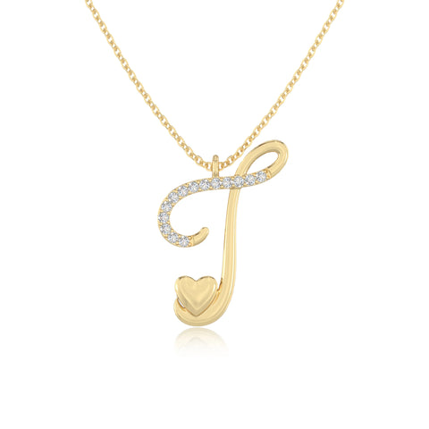 moissanite Initials necklaces in yellow gold vermeil 