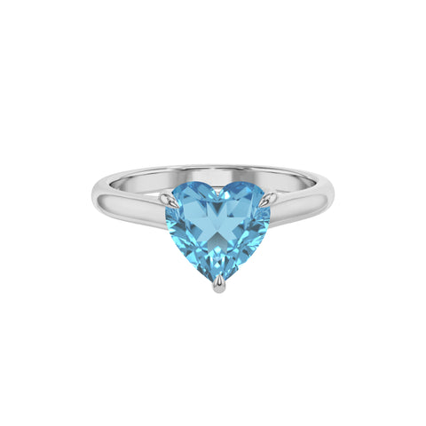 natural swiss blue topaz heart solitaire engagement ring