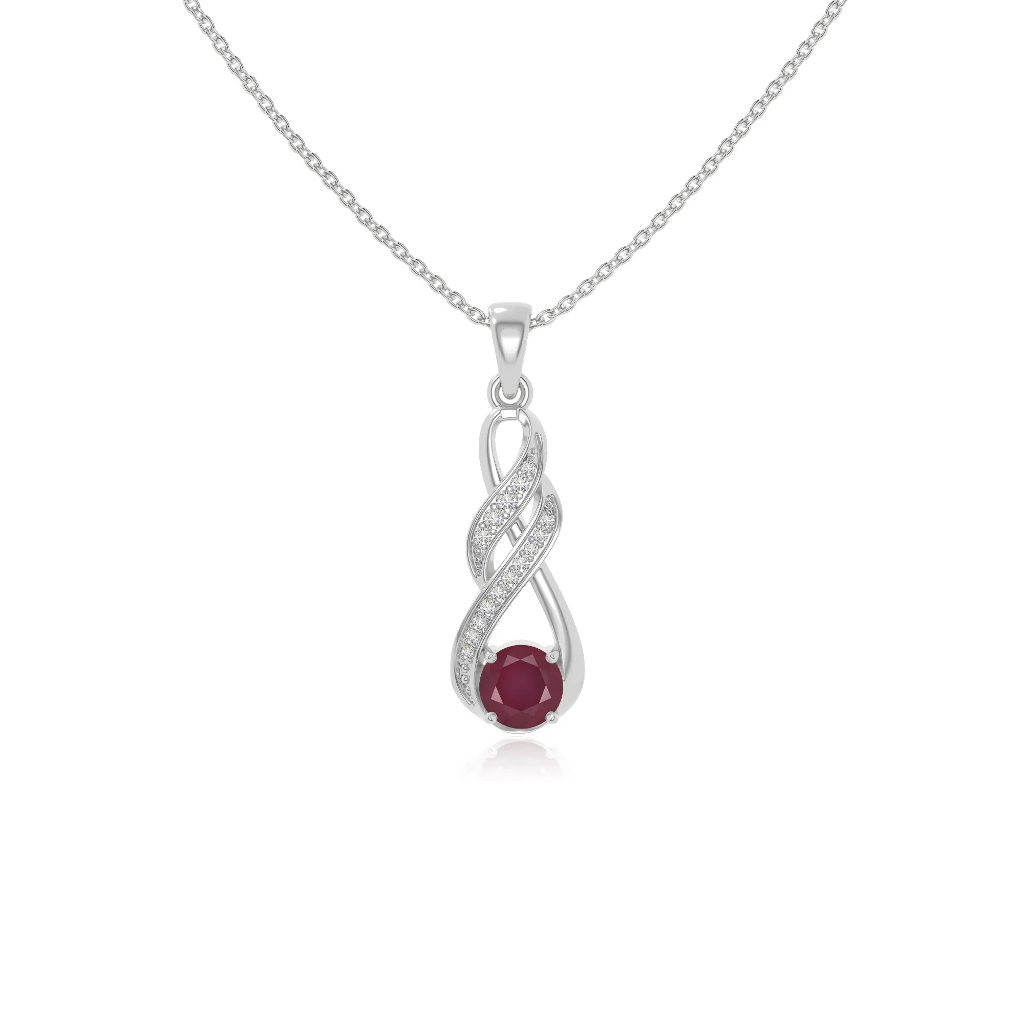 natural ruby infinity necklaces in sterling silver 