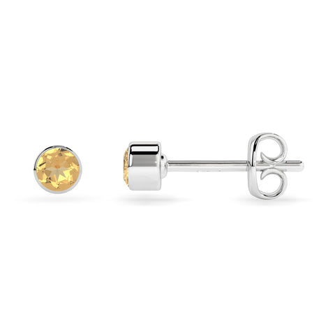 natural citrine round shape stud earrings