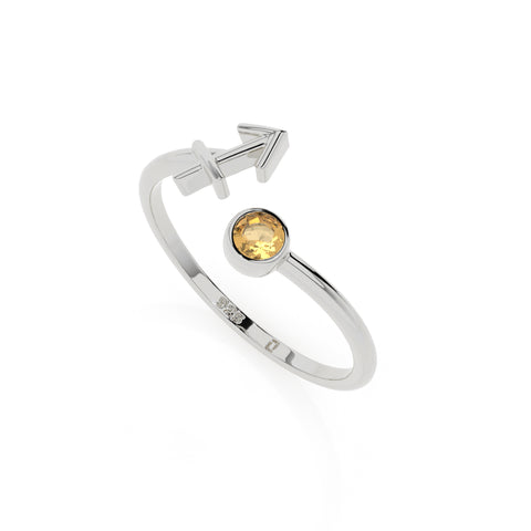 sagittarius zodiac ring with natural citrine