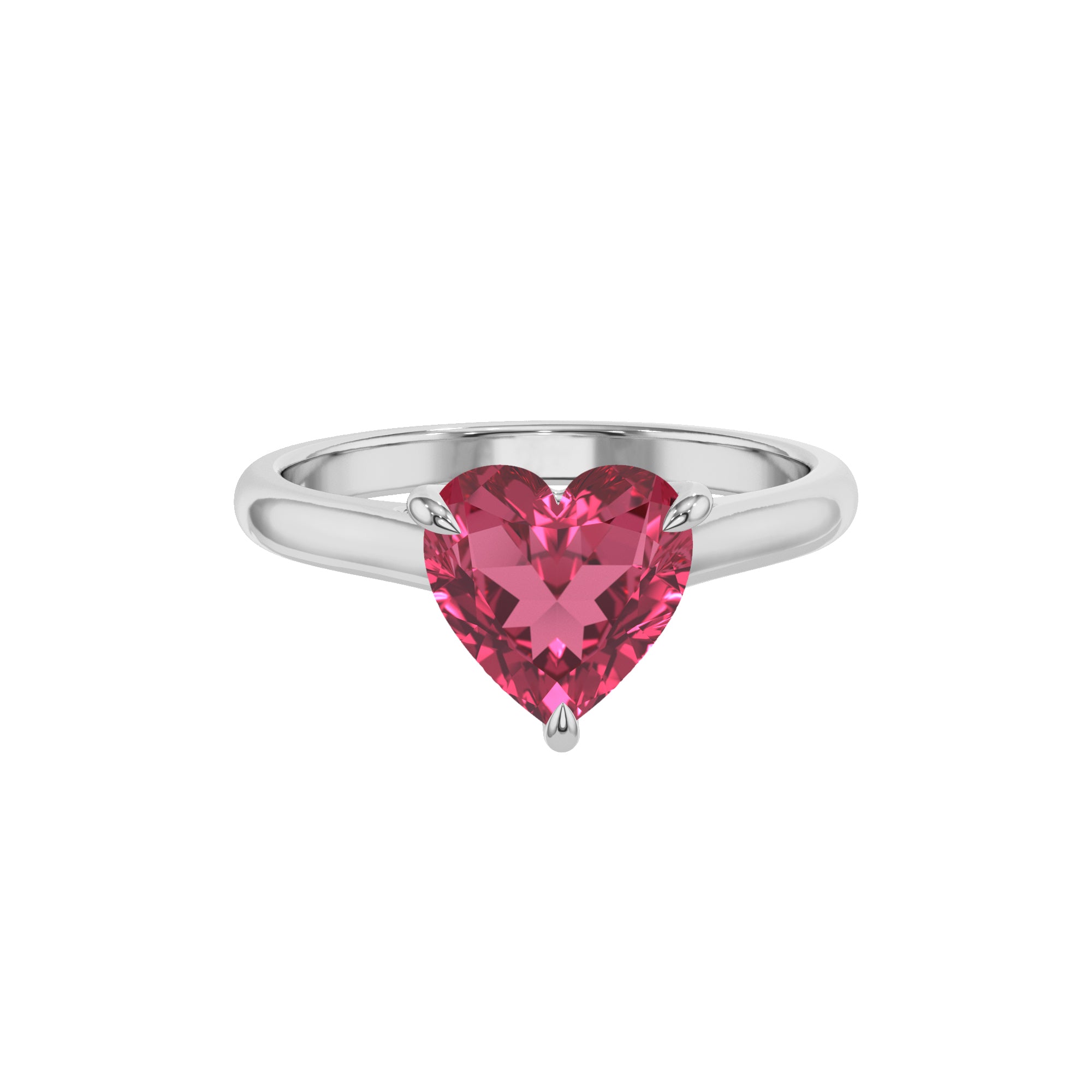 lab grown pink tourmaline heart solitaire engagement ring