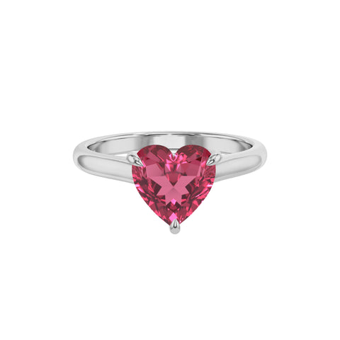 lab grown pink tourmaline heart solitaire engagement ring