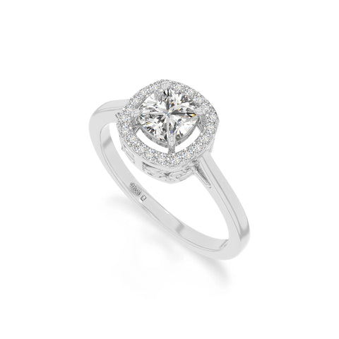 natural moissanite solitaire halo engagement rings in sterling silver 